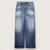 Boyfriend-jeans för damer i blå denim med arkivtryck