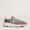 Damskor med Running Sole i lavendelfärgat nylon och mocka med tryckt stjärna och hälflik i silverläder