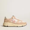 Damskor med Running Sole i mesh och mocka med rosa stjärna och silverfärgad hälflik