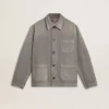 Grå denimjacka för herr med nitar