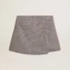 Grå minishorts för damer i houndstooth-mönstrad ull