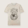Herr-T-shirt i grå melerad jersey med vintage-tryck
