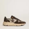 Herrskor med Running Sole i nylon och mocka med tryckt stjärna och läderflik på hälen
