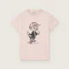 Journey-T-shirt för flickor i rosa bomullsjersey med digitalt tryck av maskoten