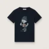 Journey-T-shirt för pojkar i blå bomullsjersey med digitalt tryck av maskoten