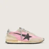 Damsken Marathon i rosa nylon och beige mocka med svart tryckt stjärna