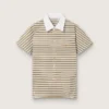 Polo-t-shirt för dam i randig jersey med kontrastkrage