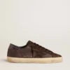 Super-Star LTD för herr i brunt nubuck med stjärna i mocka och lädertapp i lila på hälen