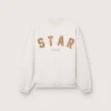 Unisex-sweatshirt i grå melerad bomull med broderat ”Star”-märke