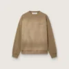 Unisex-sweatshirt i militärgrön bomull med blekt utseende och broderad logotyp