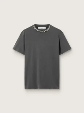 Antracitgrå dam-T-shirt med kristaller