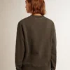 Antracitgrå damsweatshirt med kristaller