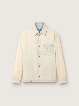 Arbetsjacka för män i ljus sandfärgad denim