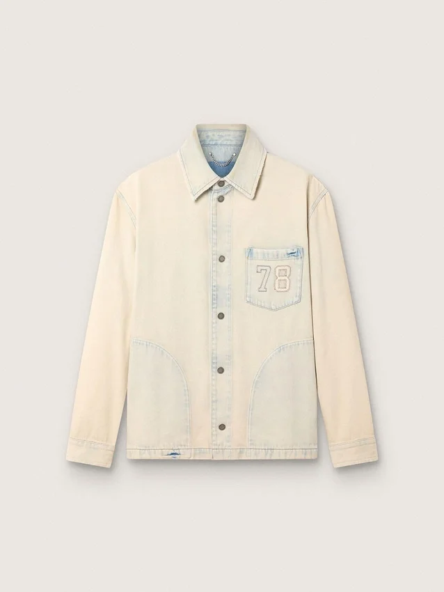 Arbetsjacka för män i ljus sandfärgad denim