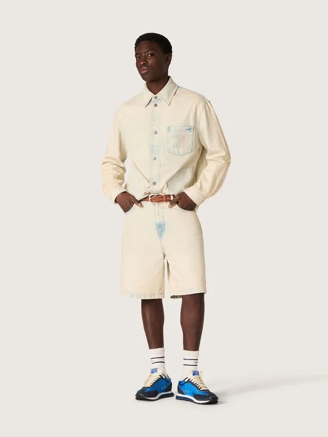 Bermudashorts för herr i ljus sandfärgad denim