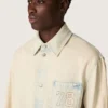Arbetsjacka för män i ljus sandfärgad denim