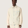 Arbetsjacka för män i ljus sandfärgad denim