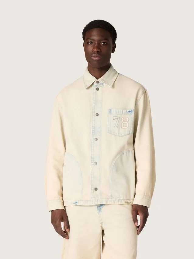 Arbetsjacka för män i ljus sandfärgad denim