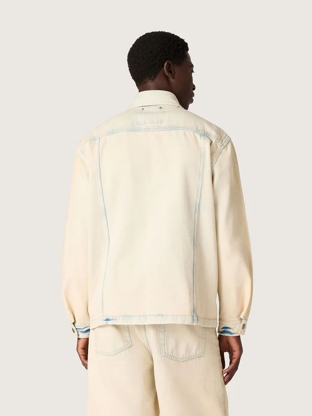 Arbetsjacka för män i ljus sandfärgad denim