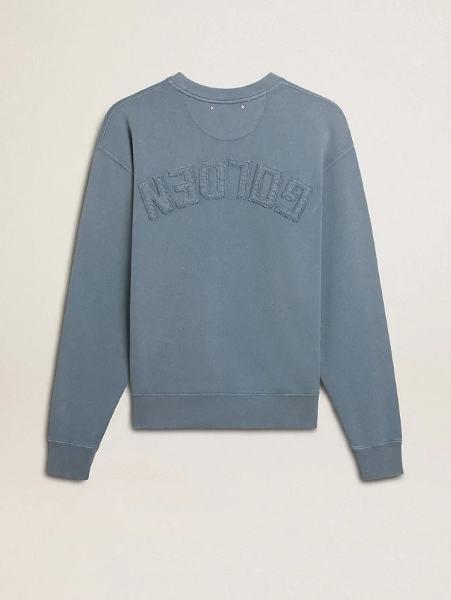 Babyblå sweatshirt med omvänt logo på ryggen – Jersey Capsule