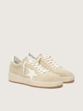 Ball Star för dam i beige mocka med vit läderstjärna och hälflik
