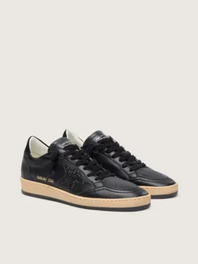 Ball Star för dam i svart nappa med svart glitterstjärna och hälflik i mocka