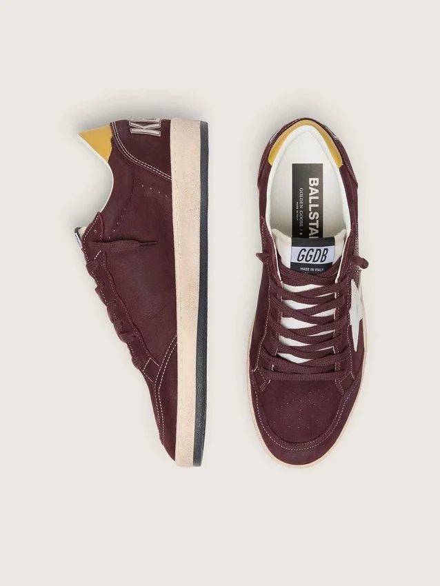 Ball Star för herr i chokladbrunt nubuck med läderstjärna och hälflik