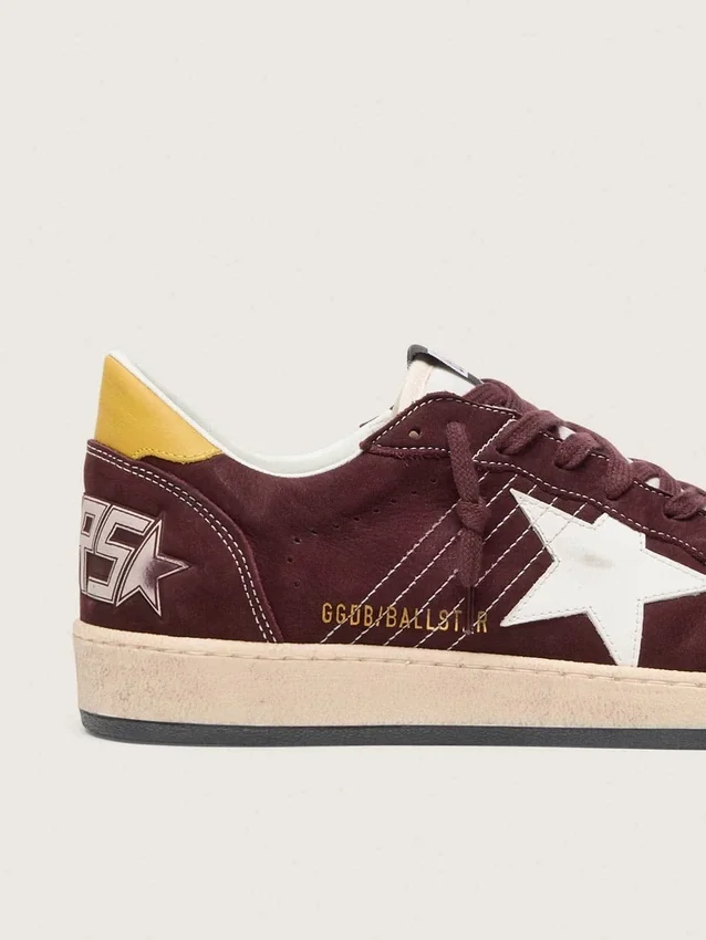 Ball Star för herr i chokladbrunt nubuck med läderstjärna och hälflik