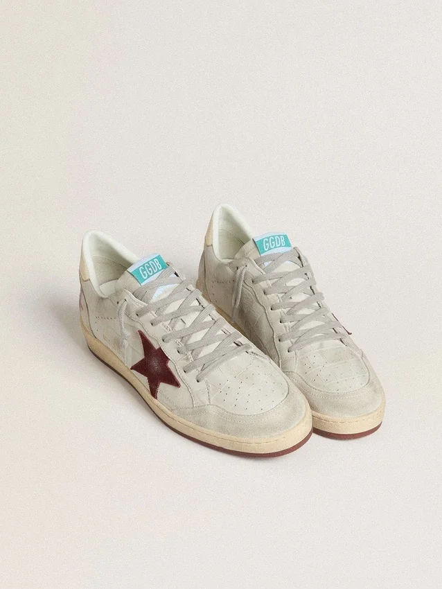Ball Star för herr i nubuck med krokodilmönster och stjärna i vinrött mocka