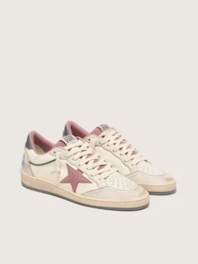 Ball Star LTD för dam i beige läder med rosa stjärna i mesh och blå läderflik på hälen