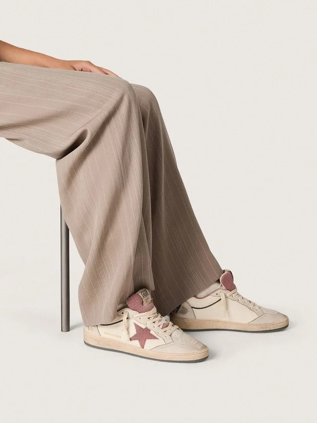 Ball Star LTD för dam i beige läder med rosa stjärna i mesh och blå läderflik på hälen