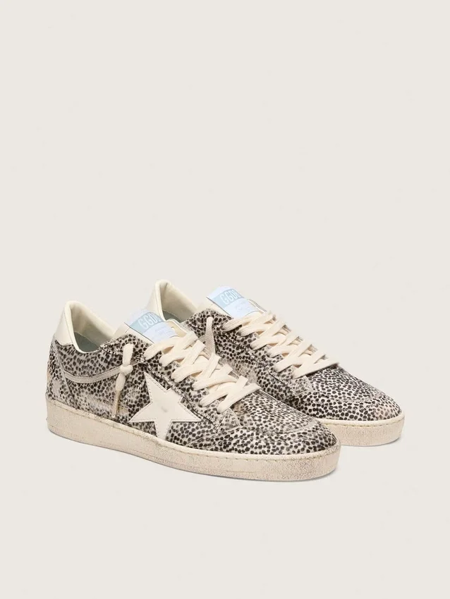 Ball Star LTD för dam i leopardmönstrat ponnyskinn med stjärna i krämfärgat läder