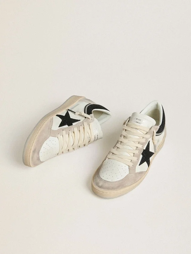 Ball Star LTD för dam i nappa med svart kristallstjärna och beige insatser i mocka