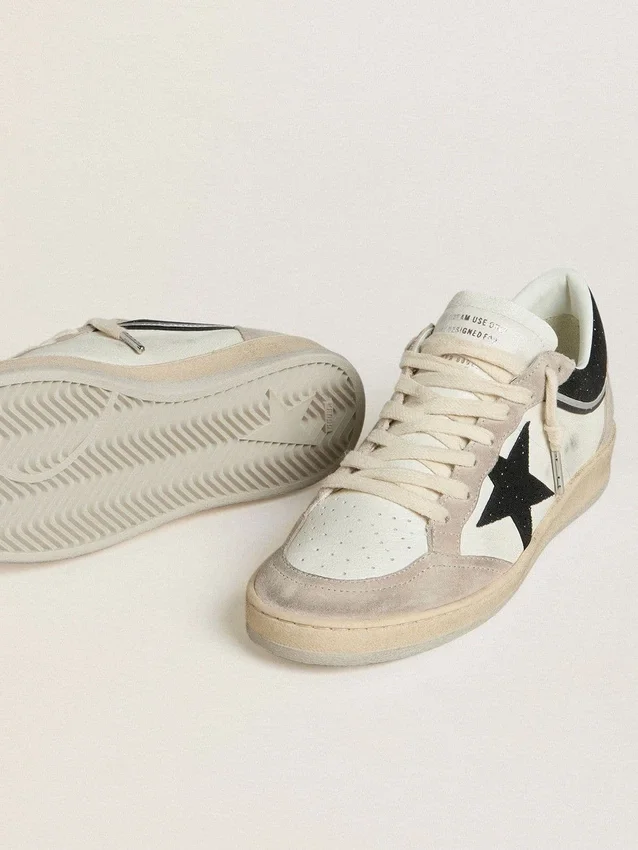 Ball Star LTD för dam i nappa med svart kristallstjärna och beige insatser i mocka