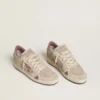 Ball Star LTD för dam i rosa och beige mocka med pärlgrå läderflik på hälen