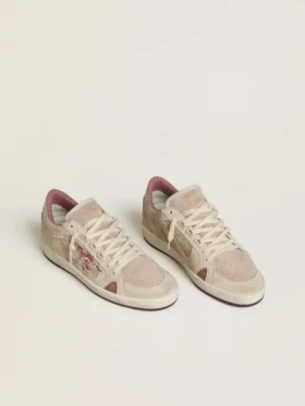 Ball Star LTD för dam i rosa och beige mocka med pärlgrå läderflik på hälen