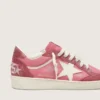 Ball Star LTD för damer i rosa mocka med krämfärgad läderstjärna och röda mockainlägg