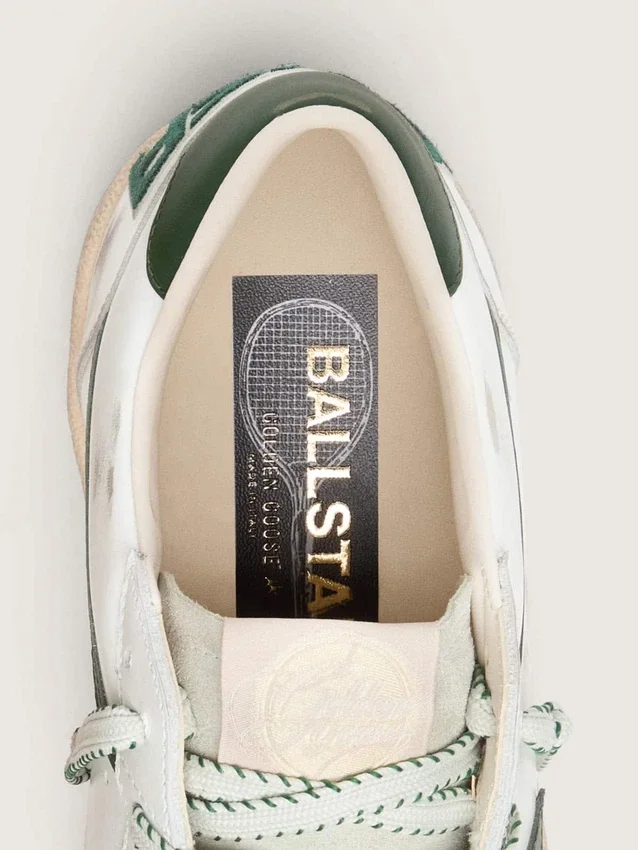 Ball Star LTD för damer i vitt läder med grön stjärna och Skinn
