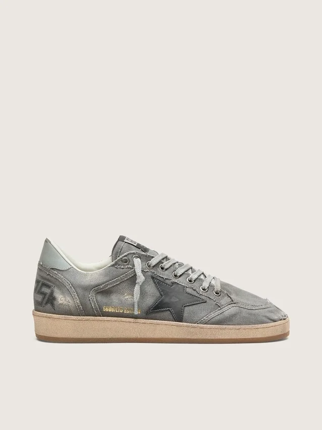 Ball Star LTD för herr i grå denim med svart läderstjärna
