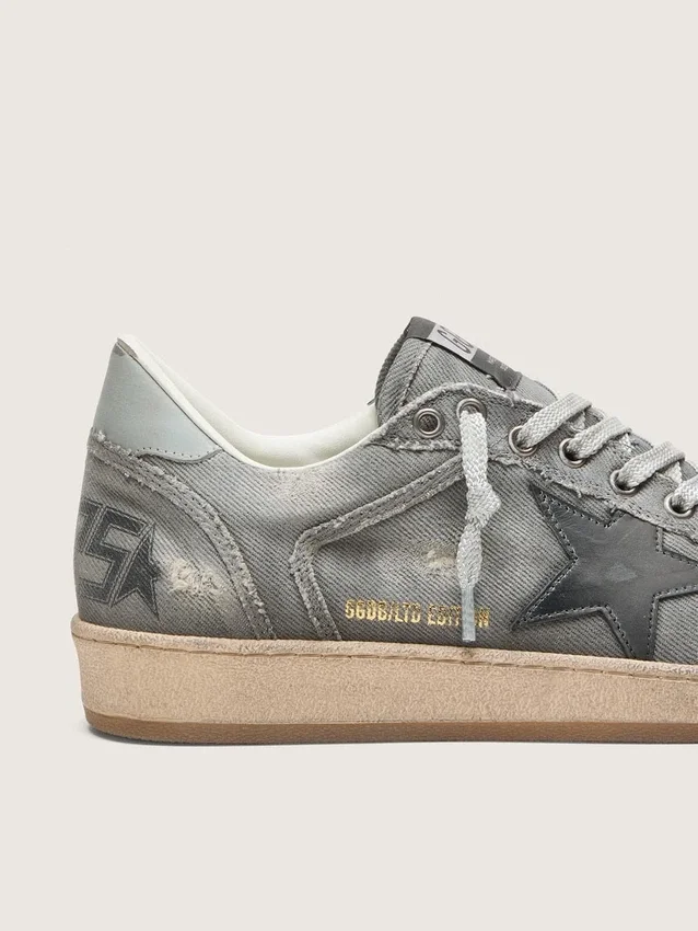 Ball Star LTD för herr i grå denim med svart läderstjärna