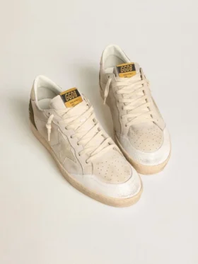 Ball Star LTD för herr med beige stjärna i mocka och hälflik i platinalaminerat läder