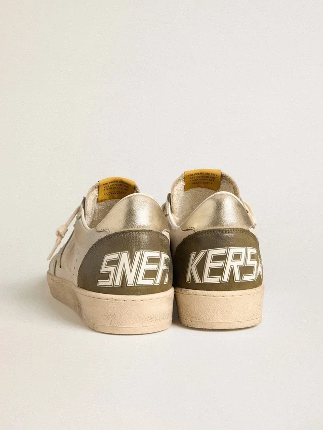 Ball Star LTD för herr med beige stjärna i mocka och hälflik i platinalaminerat läder