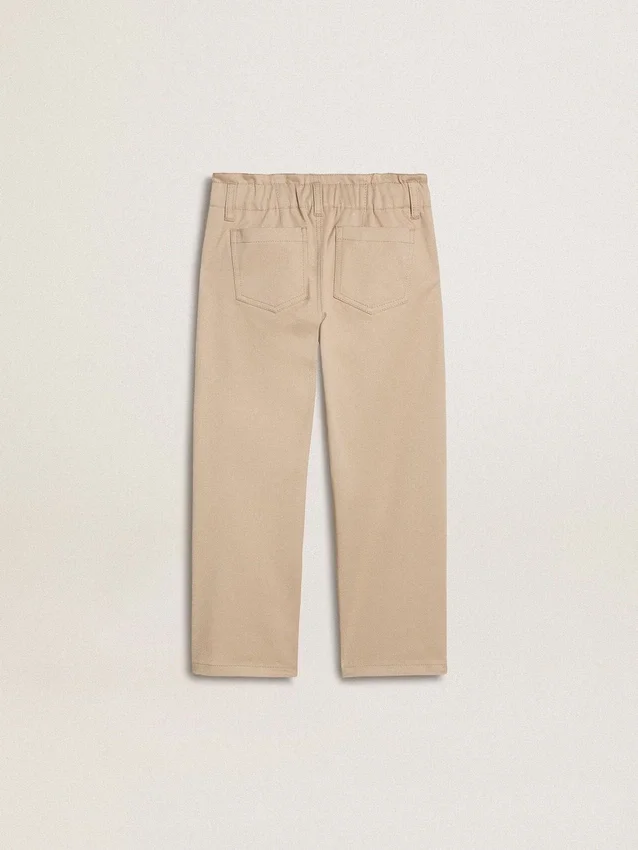 Beige bomullsbyxor för flickor med broderi