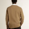 Beige bomullssweatshirt för herr med tryck på framsidan