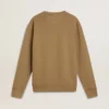 Beige bomullssweatshirt för herr med tryck på framsidan