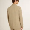 Beige enkelknäppt kavaj för herr med smala ränder och oversized-passform