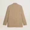 Beige enkelknäppt kavaj för herr med smala ränder och oversized-passform