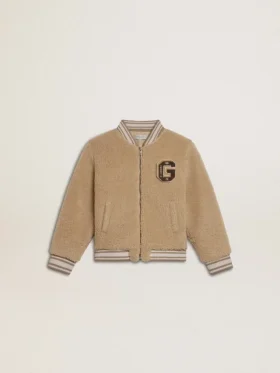 Beige fleecebomberjacka för barn