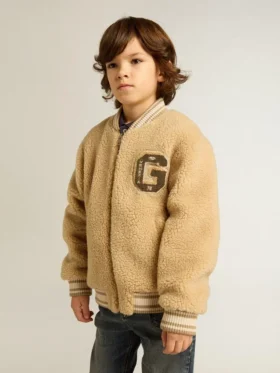 Beige fleecebomberjacka för barn