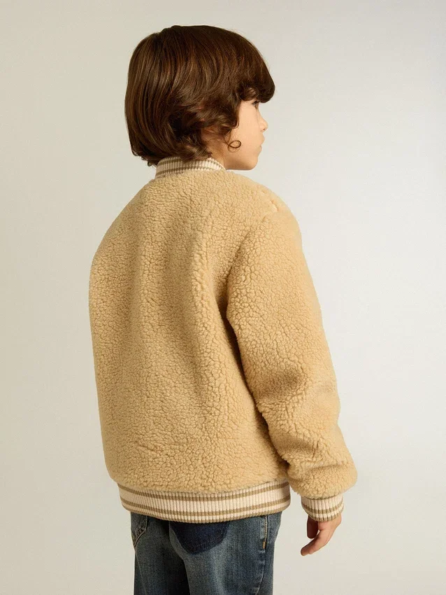 Beige fleecebomberjacka för barn